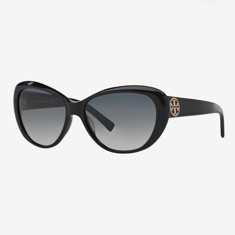 Tory Burch Black Cat-Eye Sunglasses with Gold Detail